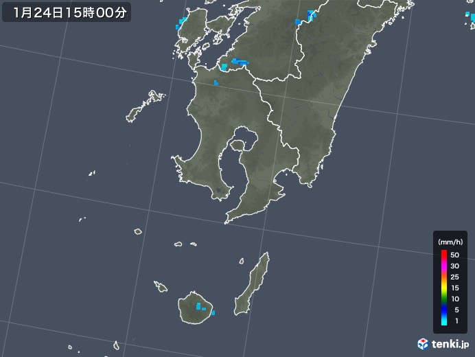 鹿児島県の雨雲レーダー(2018年01月24日)