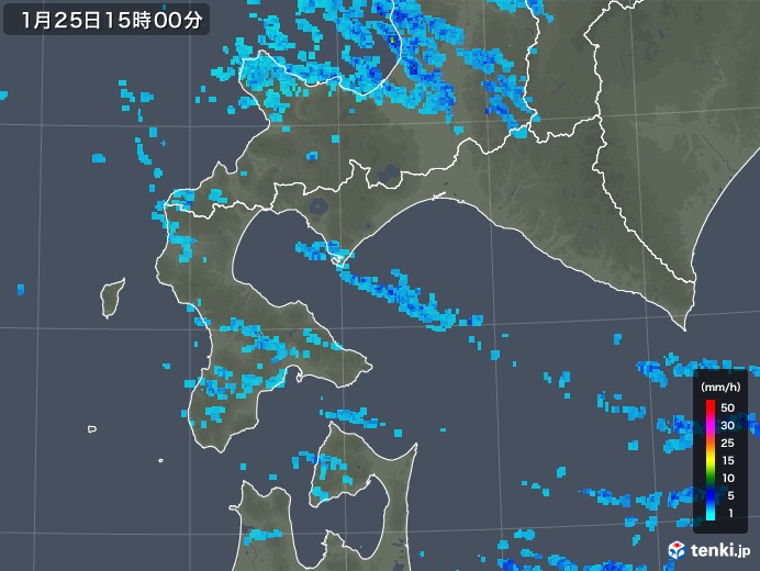 道南の雨雲レーダー(2018年01月25日)