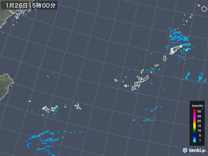 沖縄地方の雨雲レーダー(2018年01月26日)