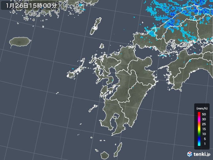 九州地方の雨雲レーダー(2018年01月26日)