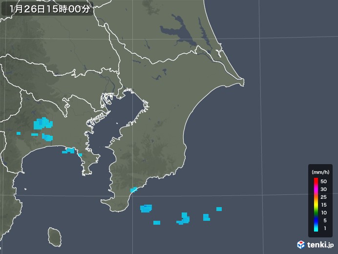 千葉県の雨雲レーダー(2018年01月26日)