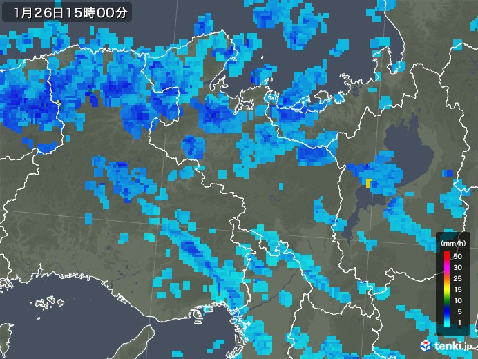 京都府の雨雲レーダー(2018年01月26日)