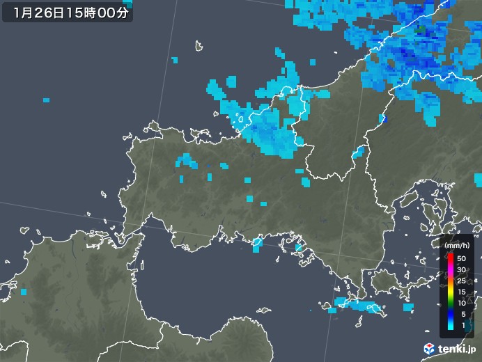 山口県の雨雲レーダー(2018年01月26日)