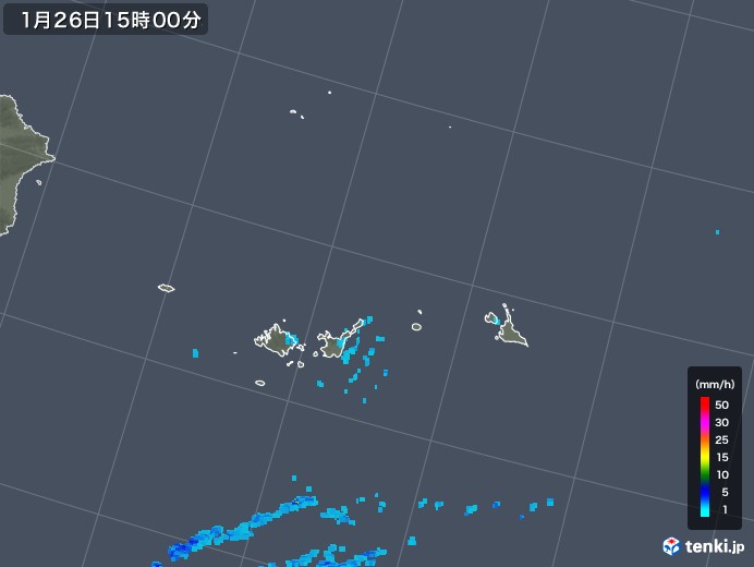 宮古・石垣・与那国(沖縄県)の雨雲レーダー(2018年01月26日)