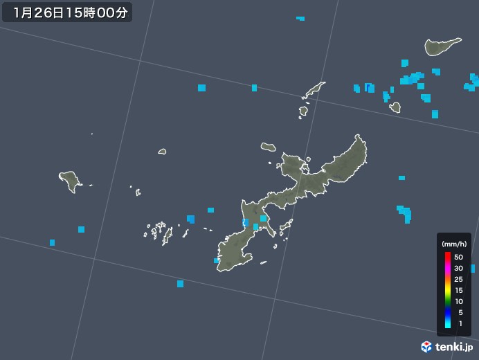 沖縄県の雨雲レーダー(2018年01月26日)
