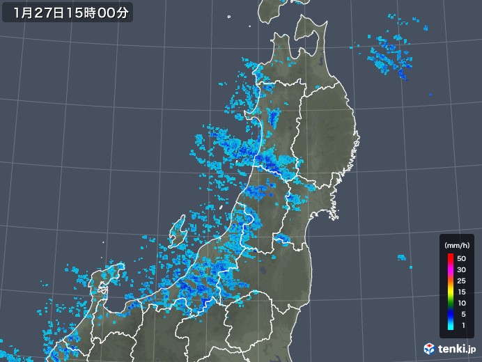 東北地方の雨雲レーダー(2018年01月27日)