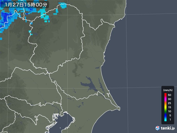 茨城県の雨雲レーダー(2018年01月27日)