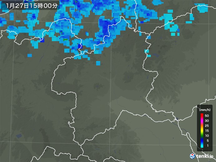 群馬県の雨雲レーダー(2018年01月27日)