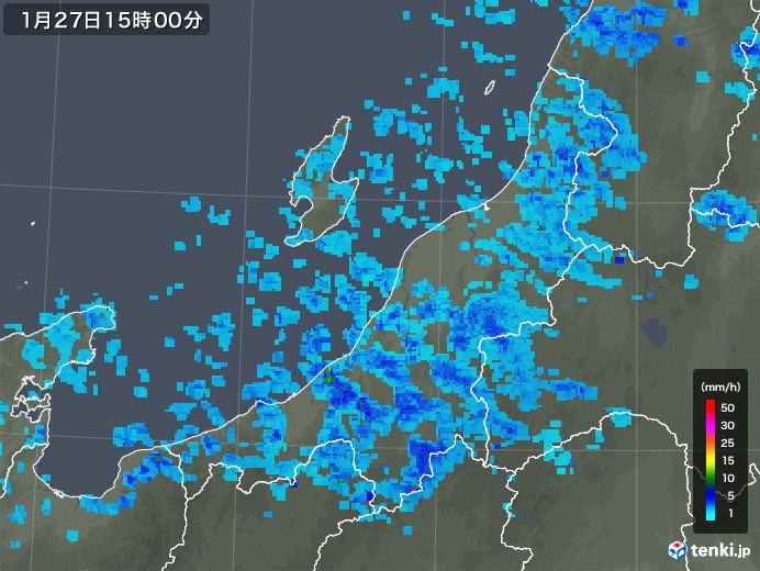 新潟県の雨雲レーダー(2018年01月27日)