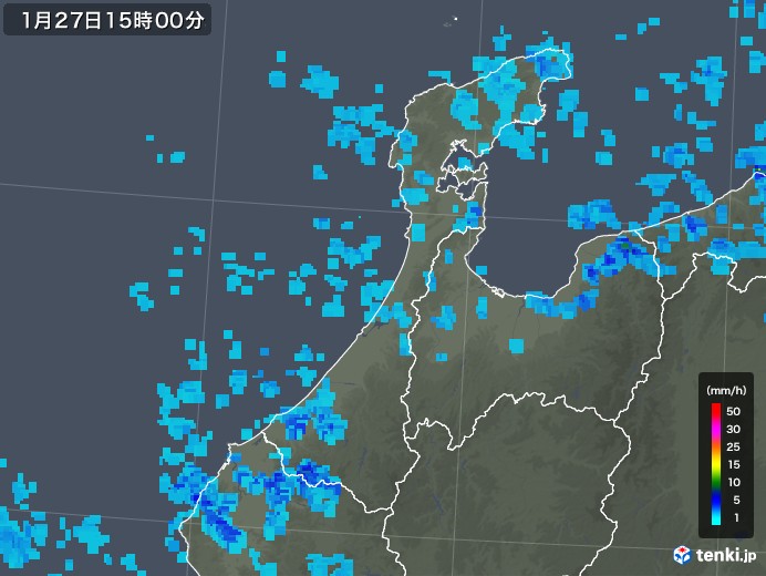 石川県の雨雲レーダー(2018年01月27日)