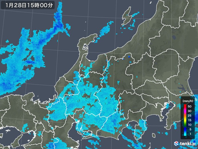 北陸地方の雨雲レーダー(2018年01月28日)