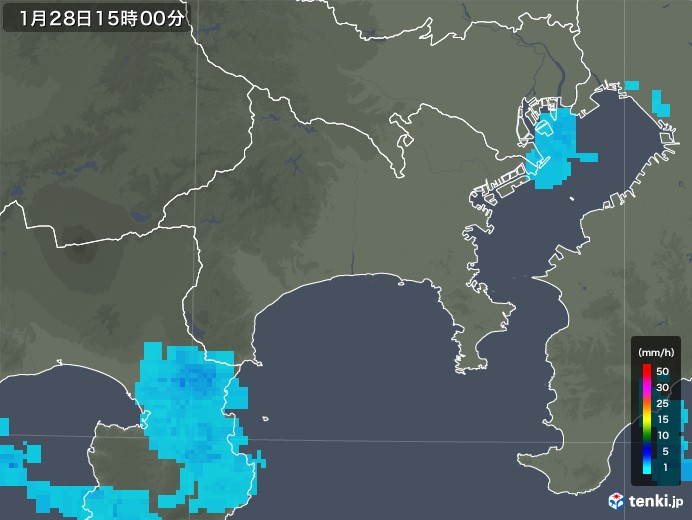 神奈川県の雨雲レーダー(2018年01月28日)