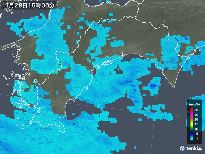 高知県の雨雲レーダー(2018年01月28日)