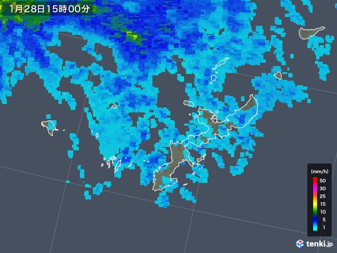 沖縄県の雨雲レーダー(2018年01月28日)