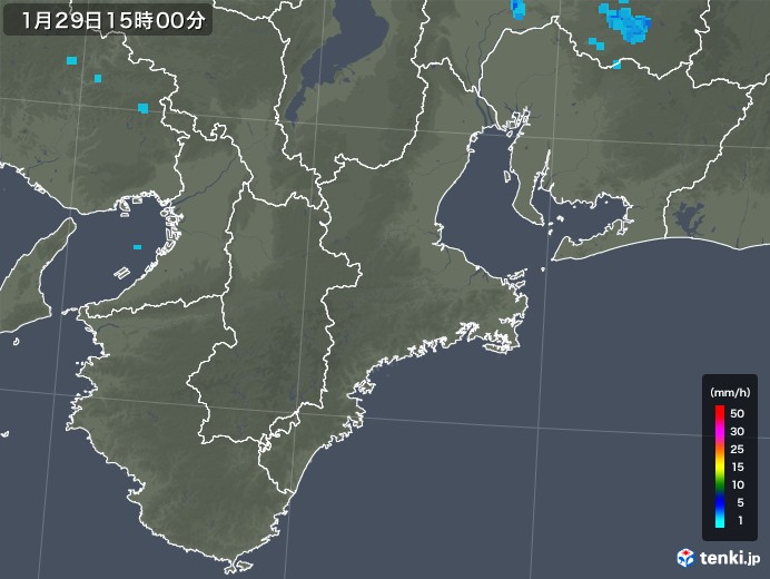 三重県の雨雲レーダー(2018年01月29日)