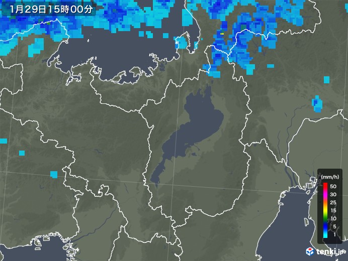 滋賀県の雨雲レーダー(2018年01月29日)