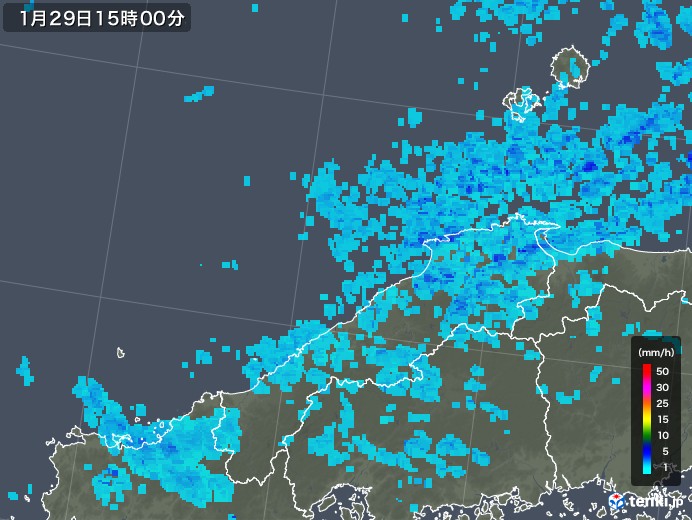 島根県の雨雲レーダー(2018年01月29日)