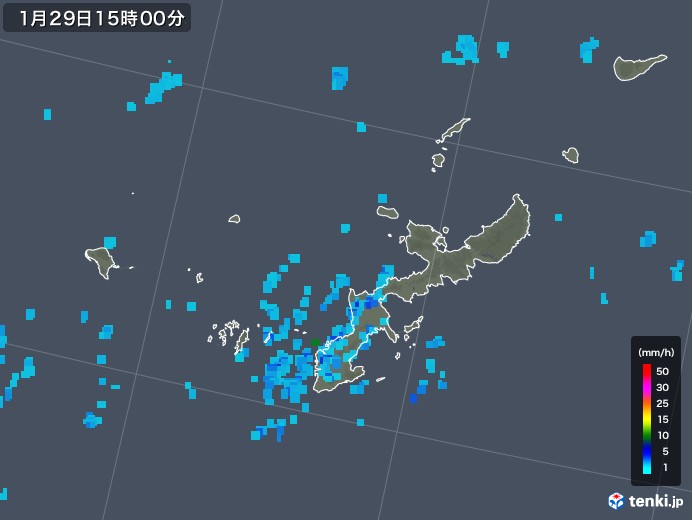 沖縄県の雨雲レーダー(2018年01月29日)