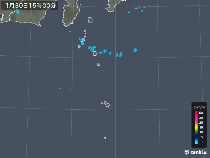 伊豆諸島(東京都)の雨雲レーダー(2018年01月30日)