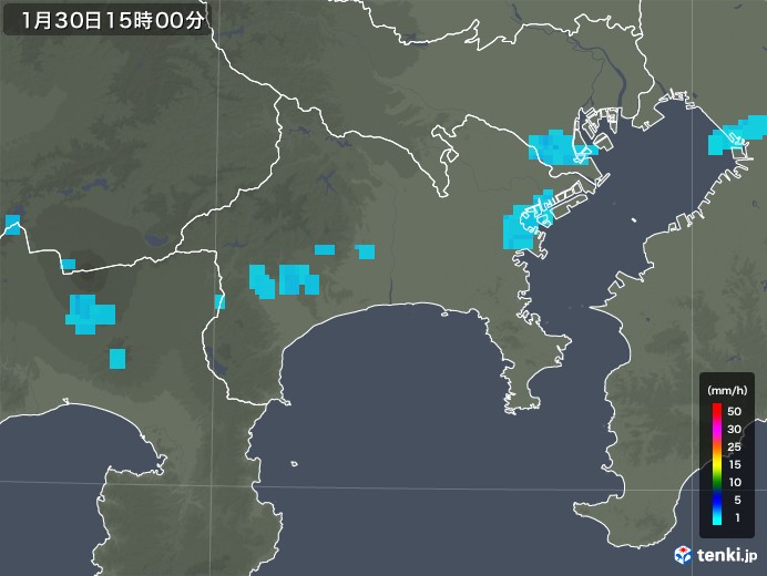 神奈川県の雨雲レーダー(2018年01月30日)