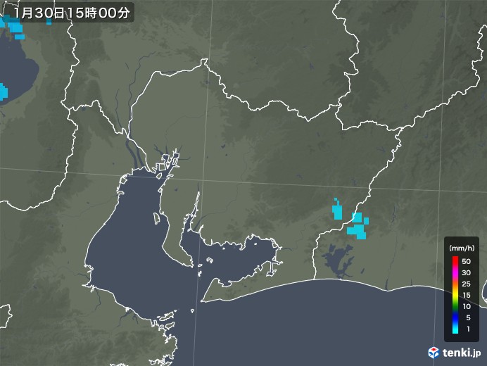 愛知県の雨雲レーダー(2018年01月30日)