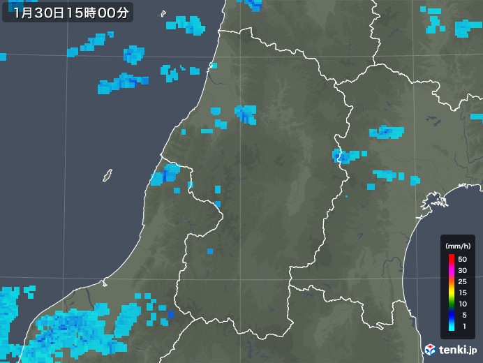 山形県の雨雲レーダー(2018年01月30日)