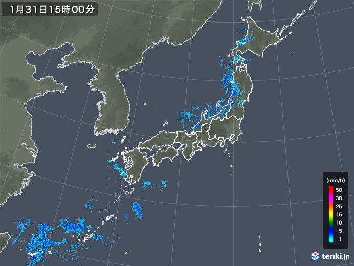 雨雲レーダー(2018年01月31日)