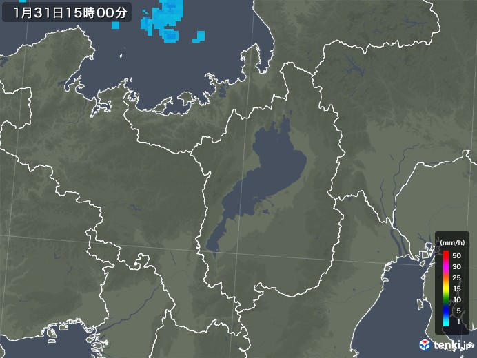 滋賀県の雨雲レーダー(2018年01月31日)