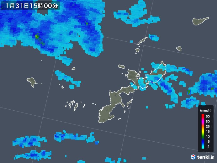 沖縄県の雨雲レーダー(2018年01月31日)