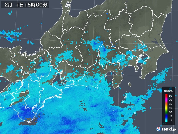 東海地方の雨雲レーダー(2018年02月01日)