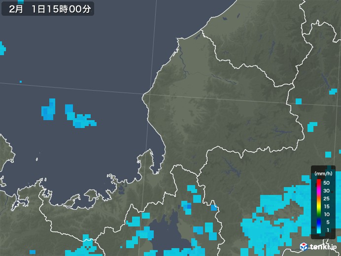 福井県の雨雲レーダー(2018年02月01日)