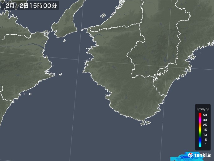 和歌山県の雨雲レーダー(2018年02月02日)