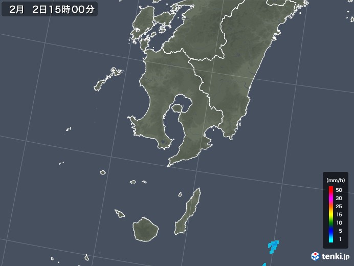 鹿児島県の雨雲レーダー(2018年02月02日)