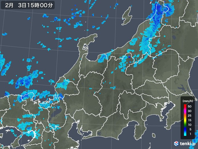 北陸地方の雨雲レーダー(2018年02月03日)