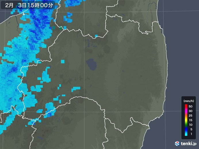 福島県の雨雲レーダー(2018年02月03日)