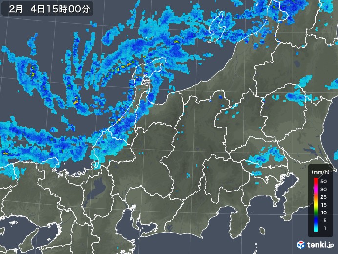 北陸地方の雨雲レーダー(2018年02月04日)
