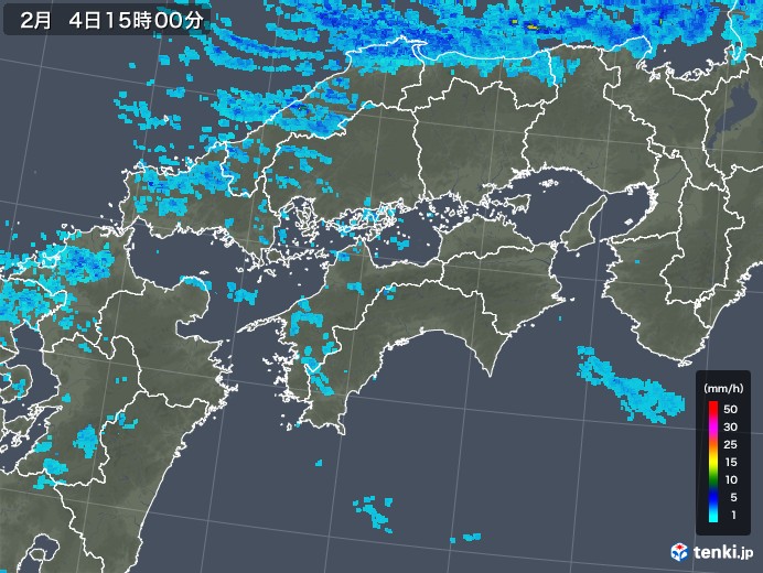 四国地方の雨雲レーダー(2018年02月04日)