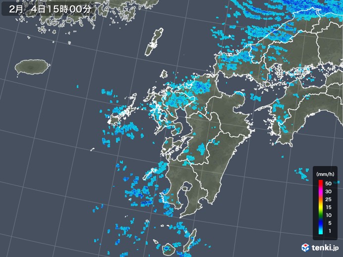 九州地方の雨雲レーダー(2018年02月04日)