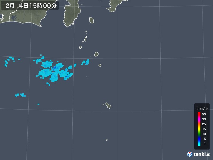 伊豆諸島(東京都)の雨雲レーダー(2018年02月04日)