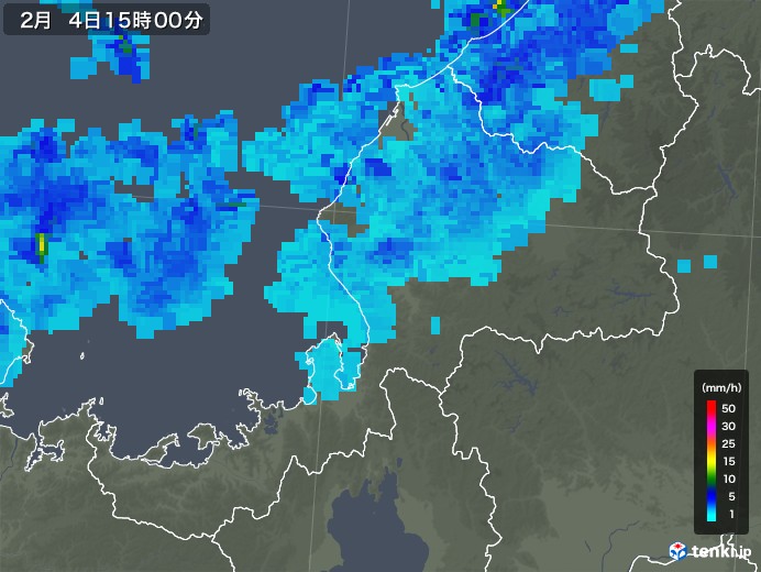 福井県の雨雲レーダー(2018年02月04日)