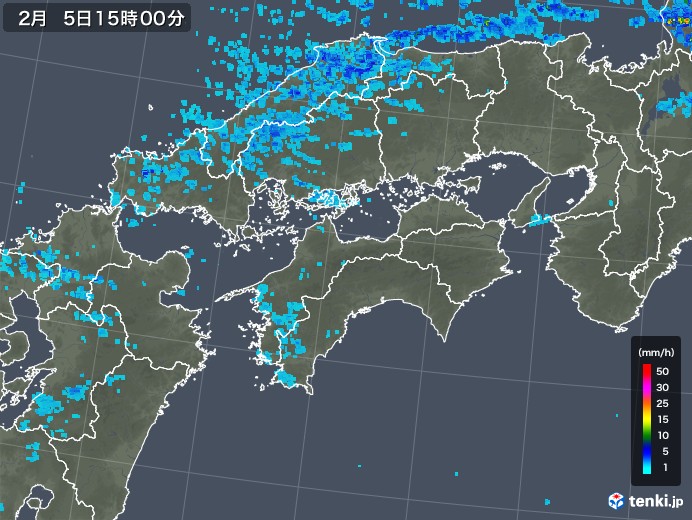 四国地方の雨雲レーダー(2018年02月05日)