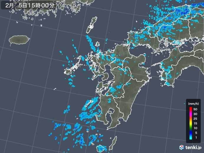 九州地方の雨雲レーダー(2018年02月05日)