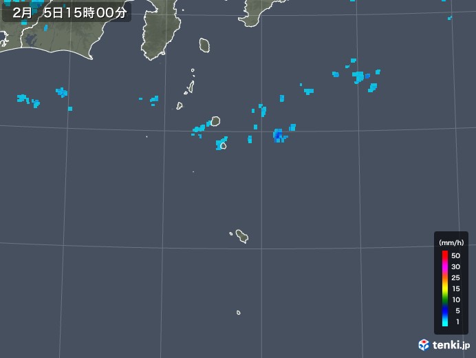 伊豆諸島(東京都)の雨雲レーダー(2018年02月05日)