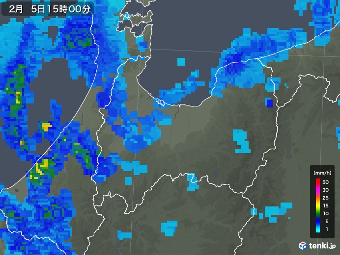 富山県の雨雲レーダー(2018年02月05日)