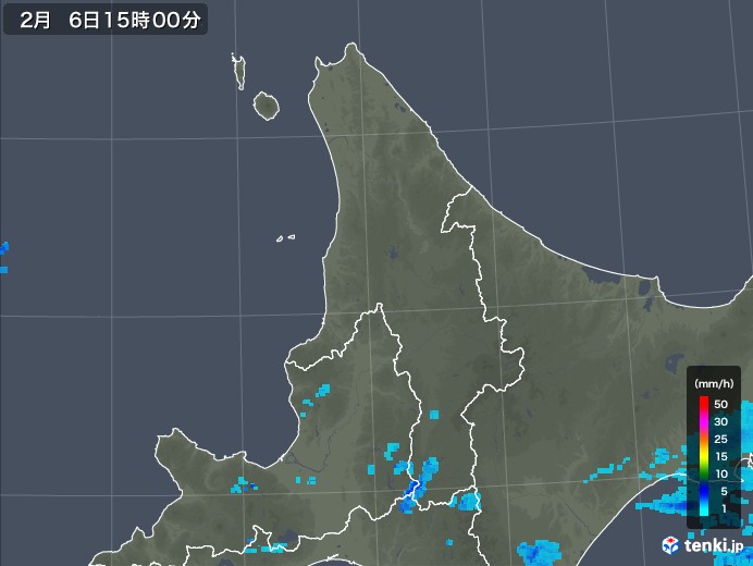 道北の雨雲レーダー(2018年02月06日)