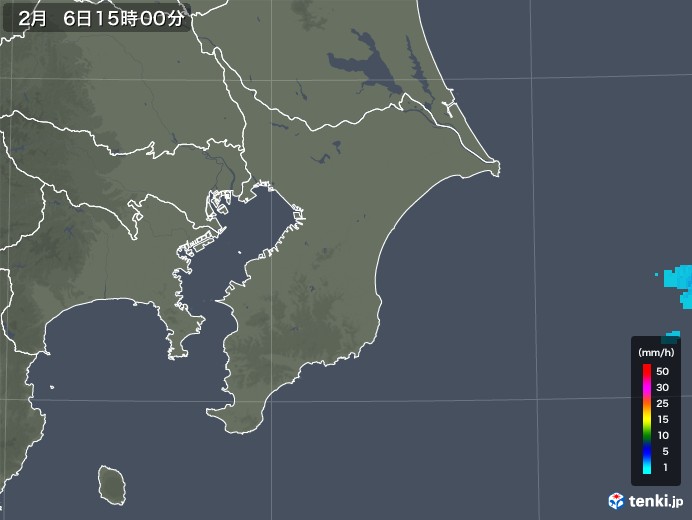 千葉県の雨雲レーダー(2018年02月06日)