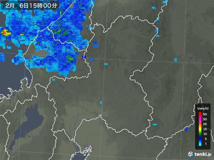 岐阜県の雨雲レーダー(2018年02月06日)