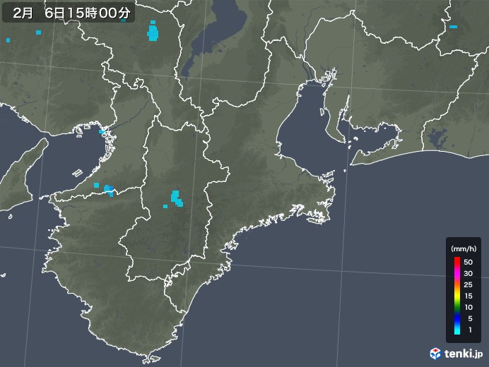 三重県の雨雲レーダー(2018年02月06日)