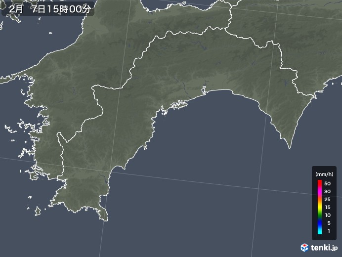 高知県の雨雲レーダー(2018年02月07日)
