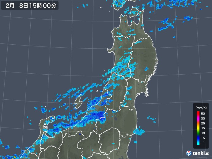 東北地方の雨雲レーダー(2018年02月08日)